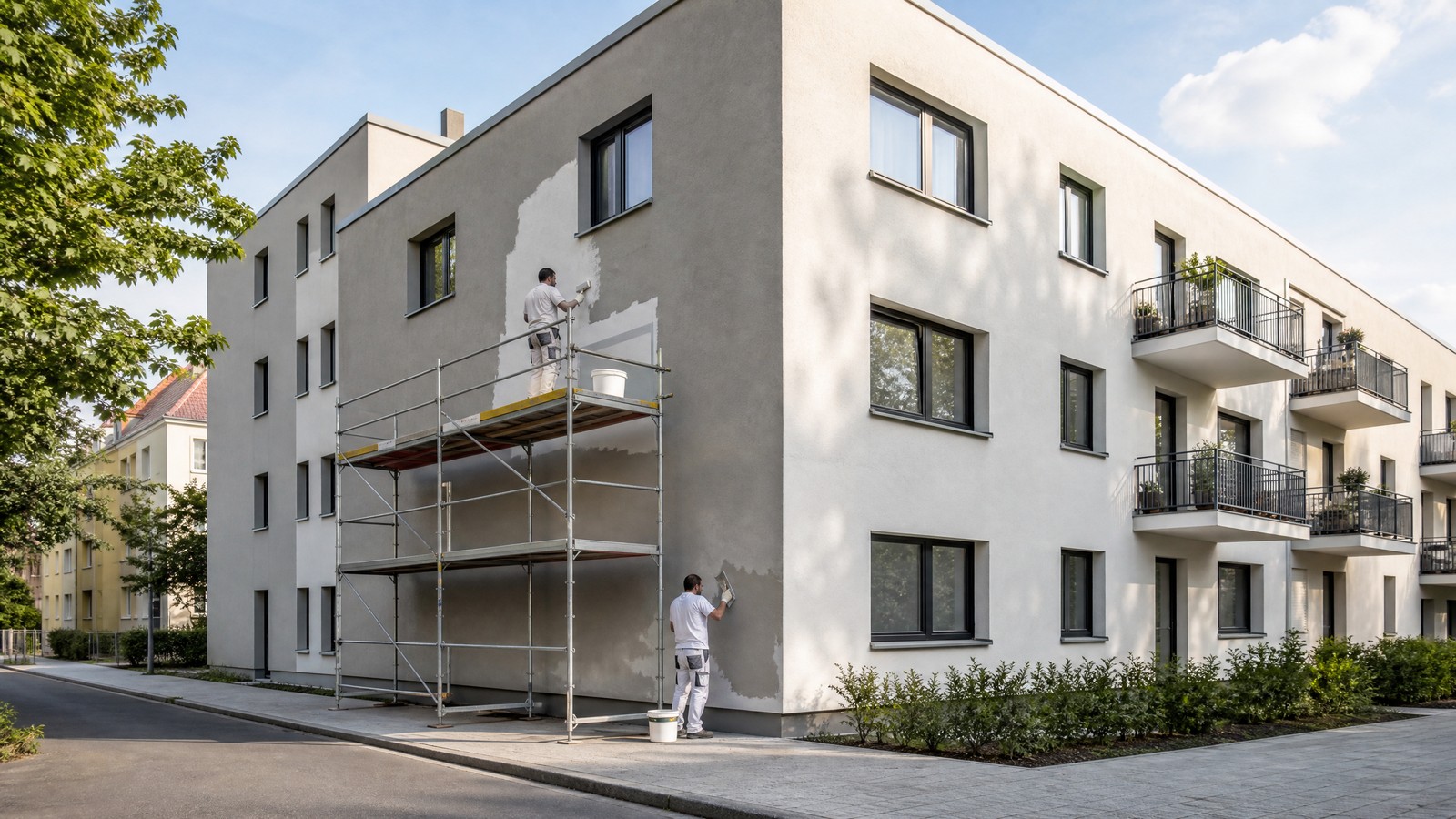 Fassadensanierung an einem Berliner Wohngebäude