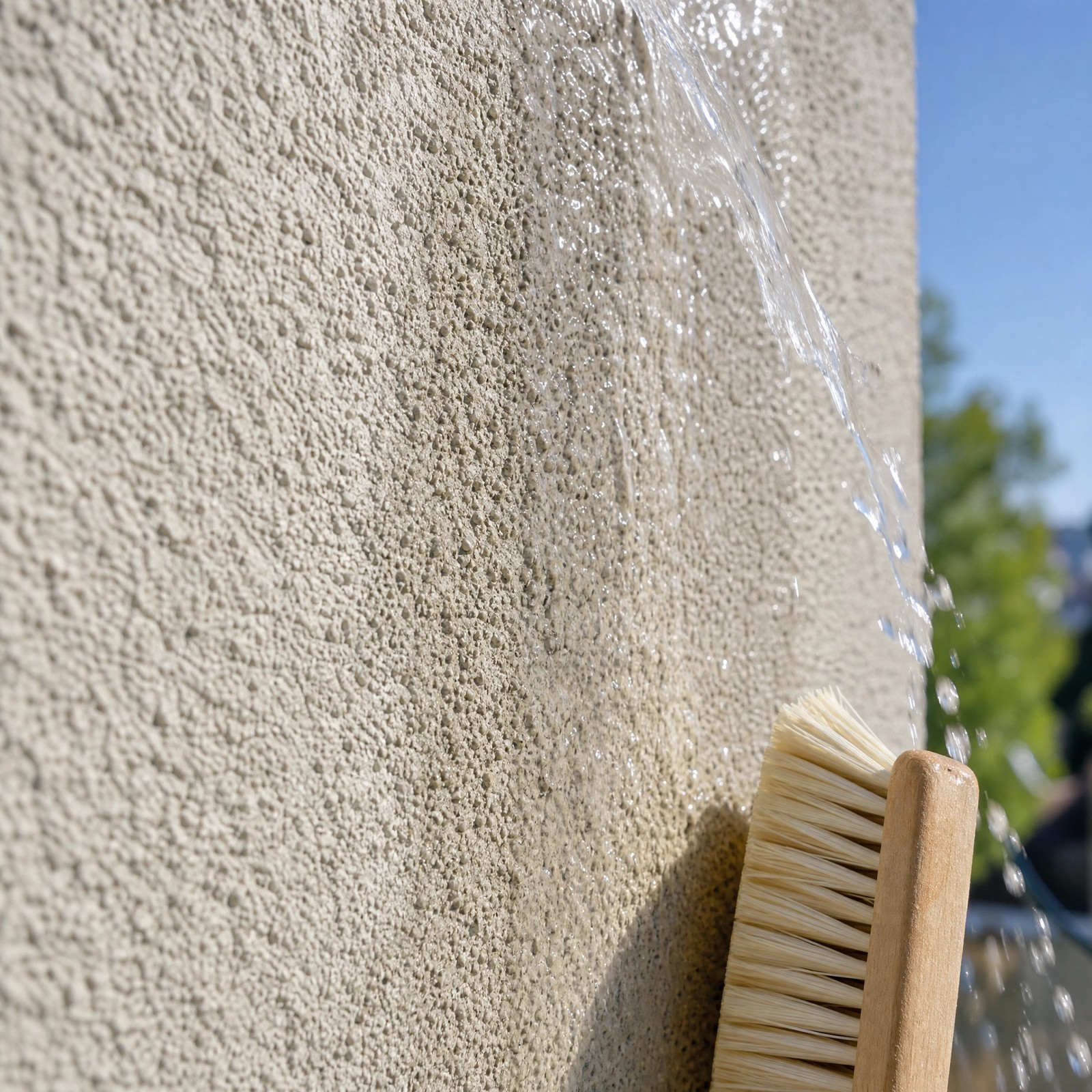 Gereinigte Fassadenoberfläche im Detail